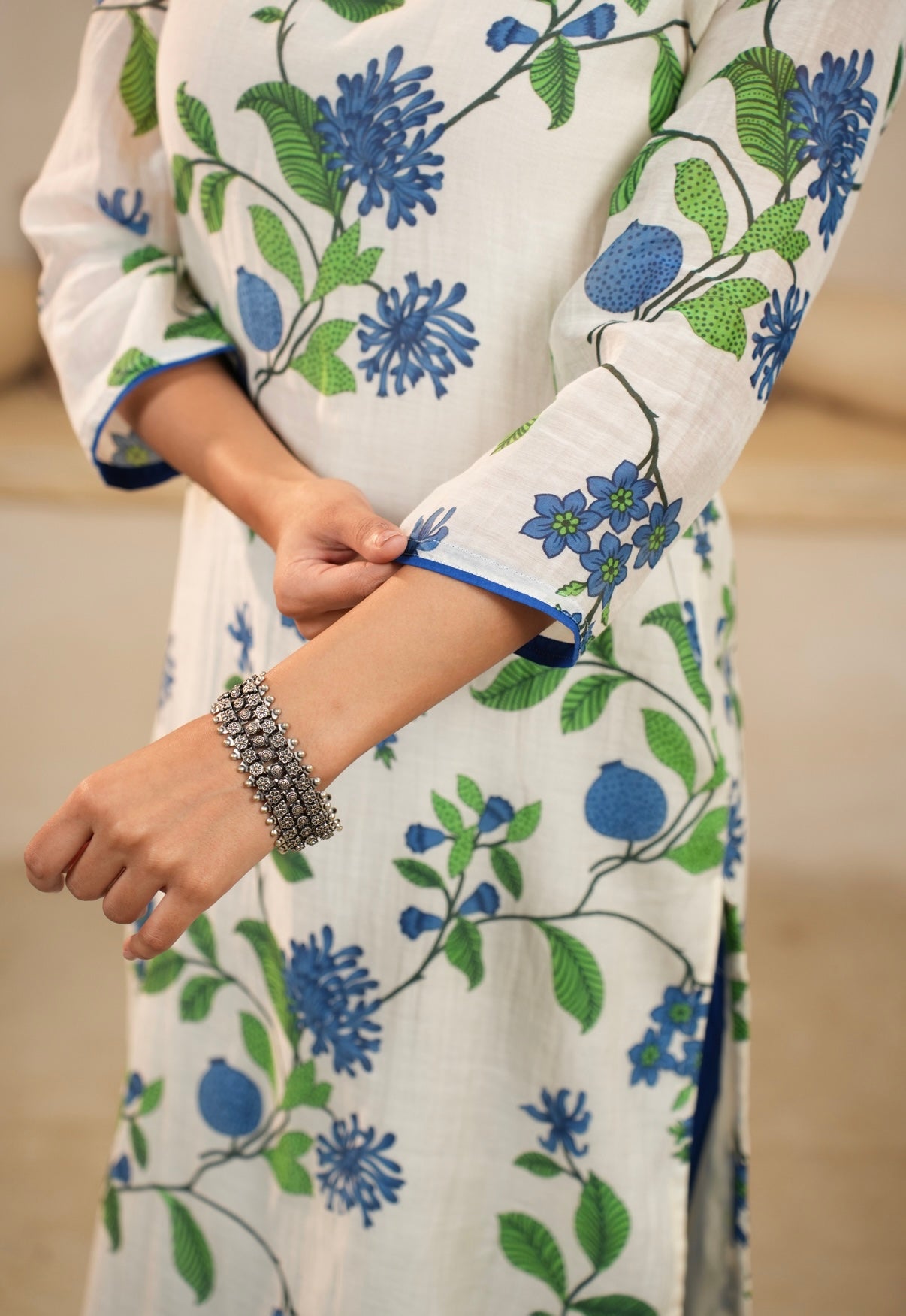 Indigo Garden Mal Chanderi Kurta Set