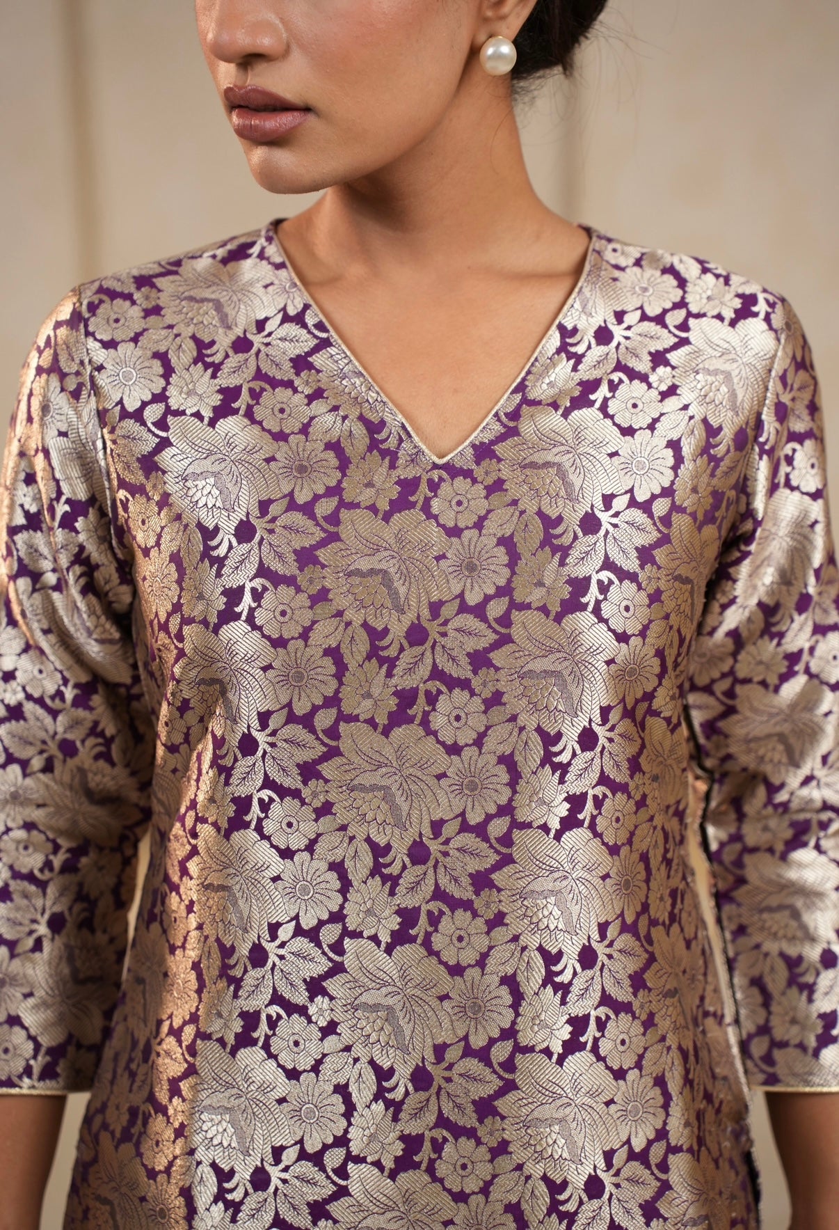 Amethyst Bloom Banarasi Kurta Set