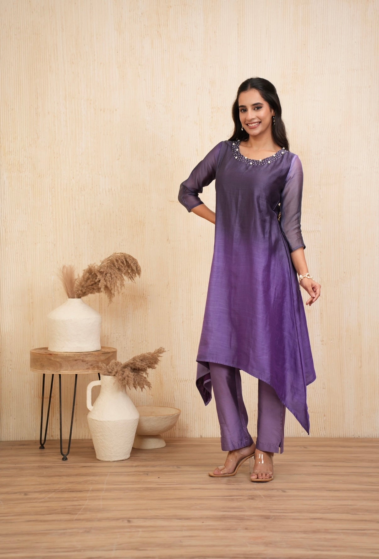 Violet Grace Mal Chanderi Embroidered Kurta Set