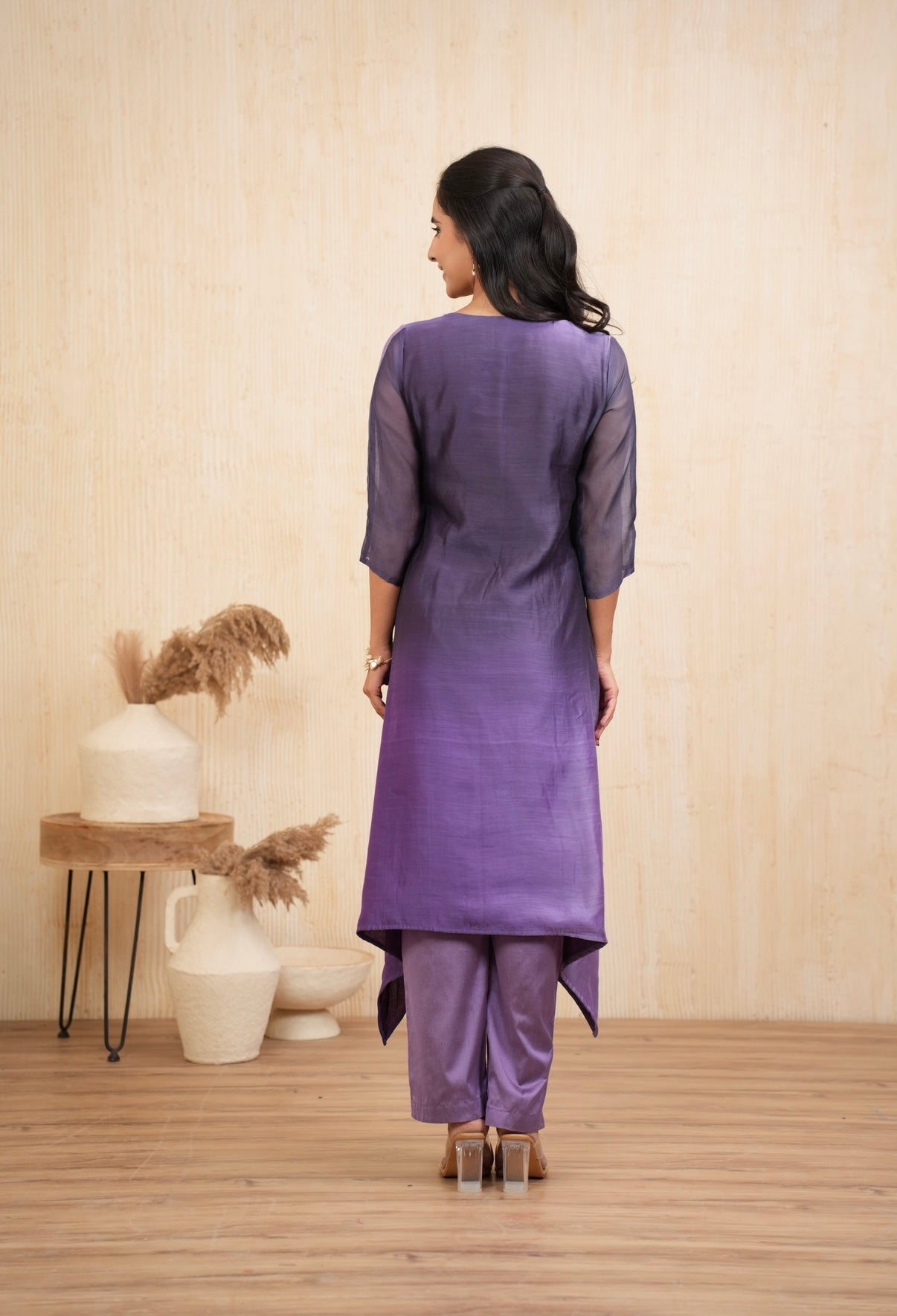 Violet Grace Mal Chanderi Embroidered Kurta Set