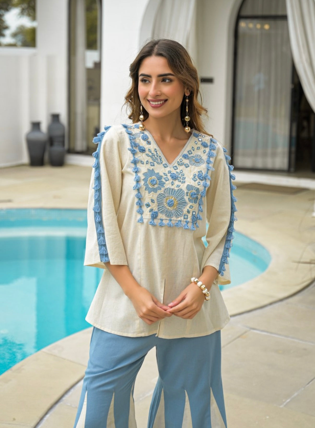 Bluebell Grace Embroidered Cotton Co-ord Set