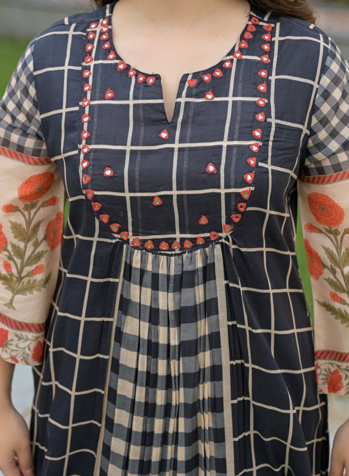 Midnight noir grid kurta set