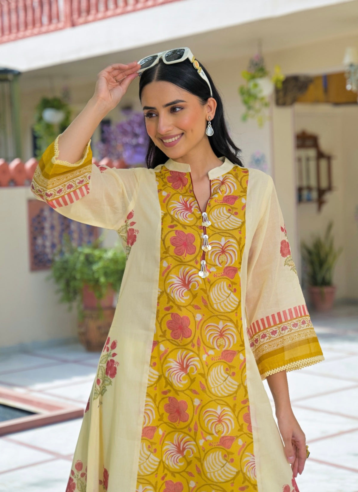 Ochre medley floral fusion farshi set