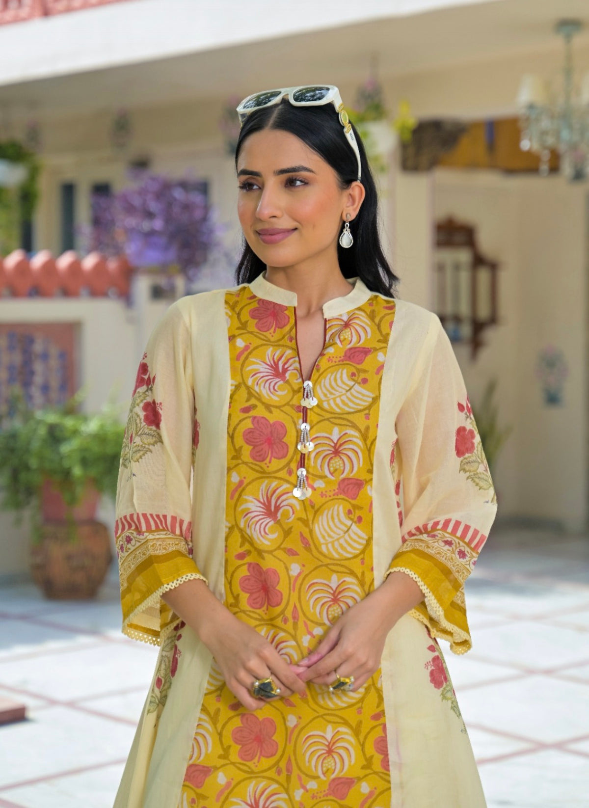 Ochre medley floral fusion farshi set