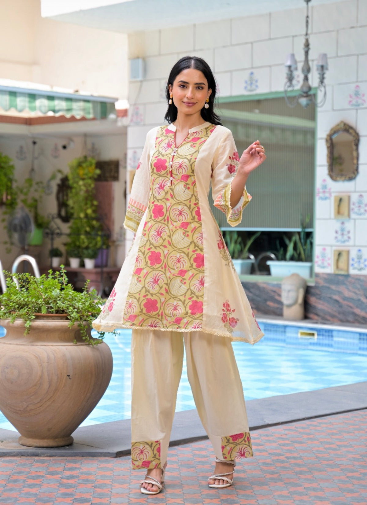 Fuchsia medley floral fusion farshi set