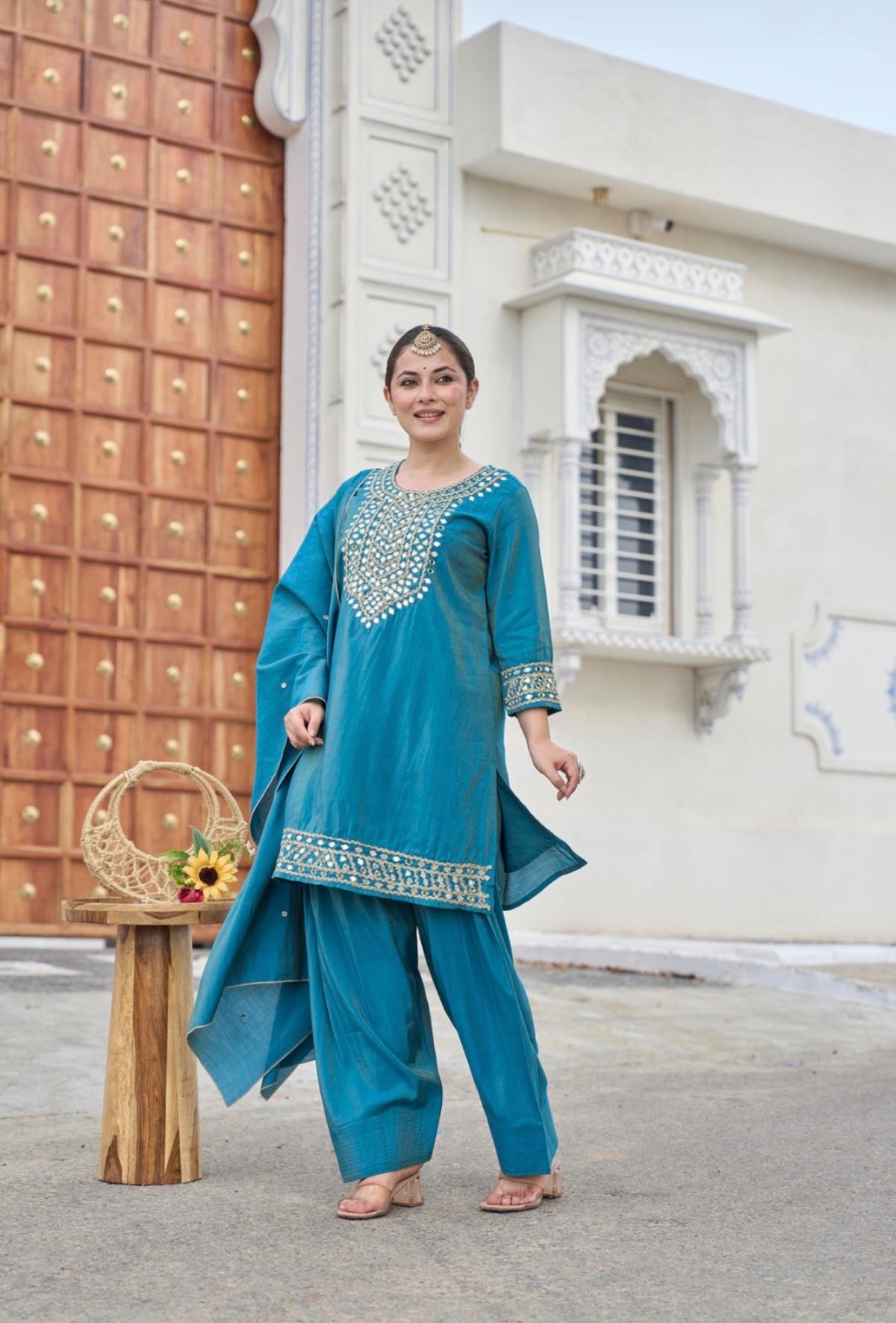 Regal teal noor kurta set