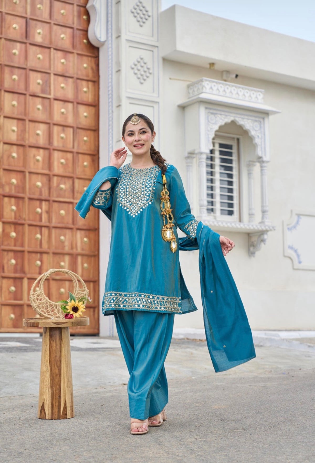 Regal teal noor kurta set