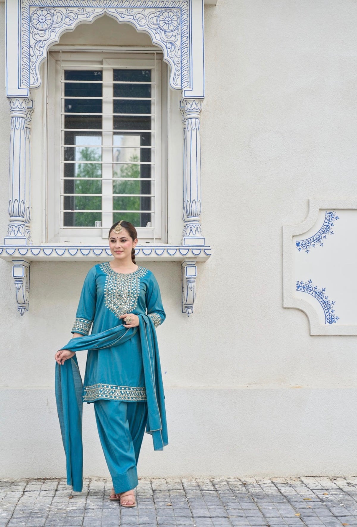 Regal teal noor kurta set