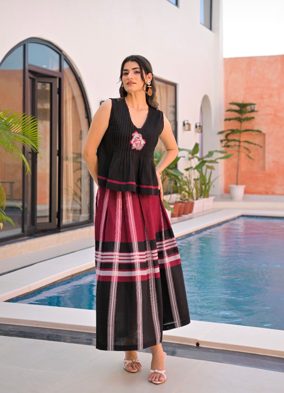 Sleek plaid fusion co-ord set