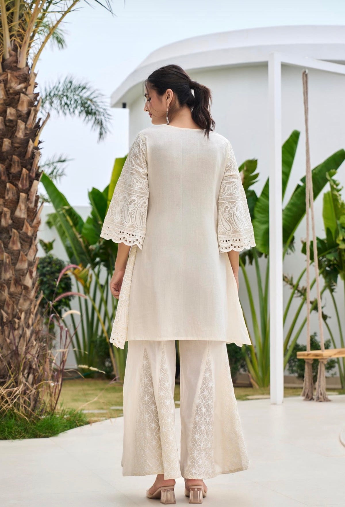 Ecru elegance sharara set