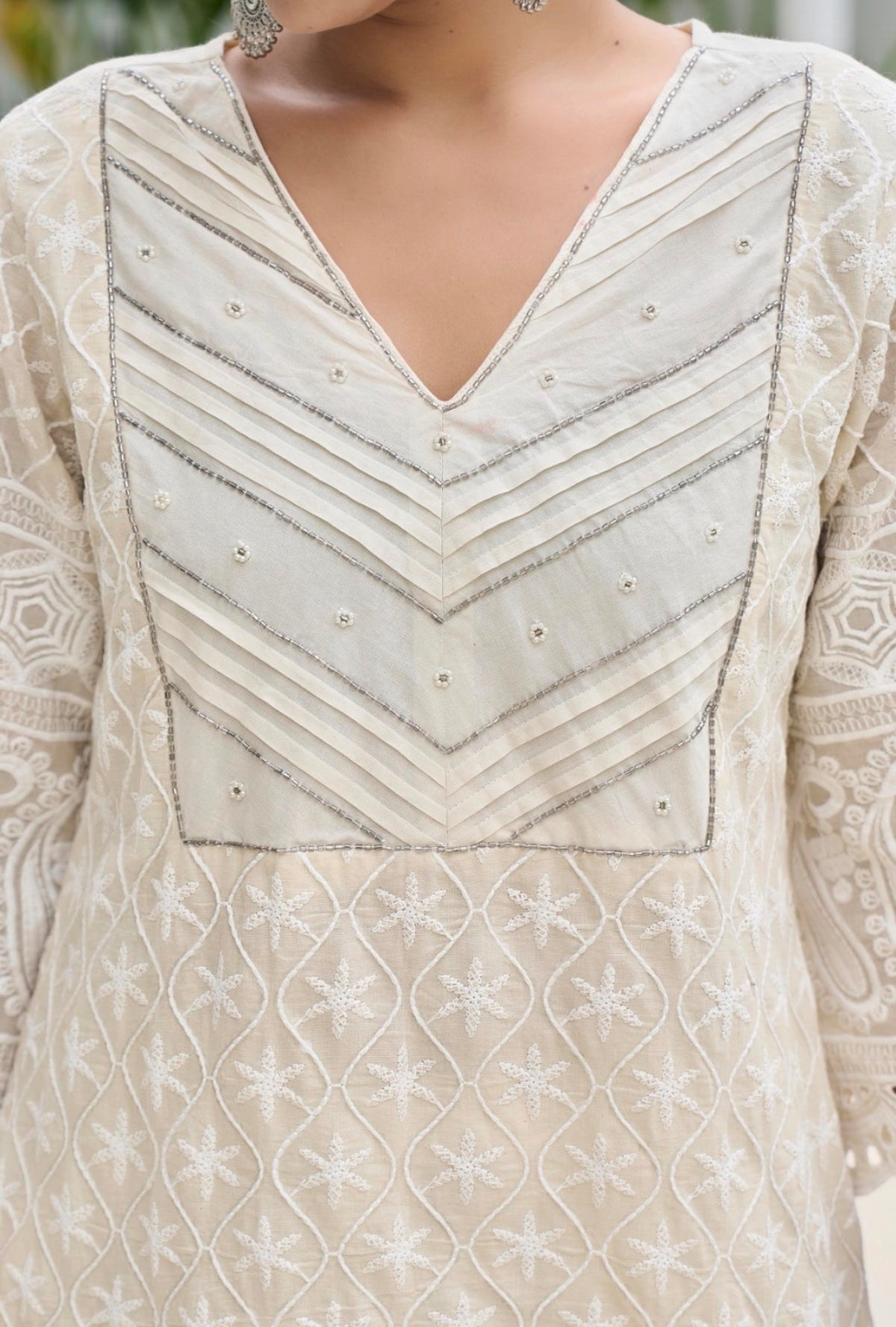 Ecru elegance sharara set