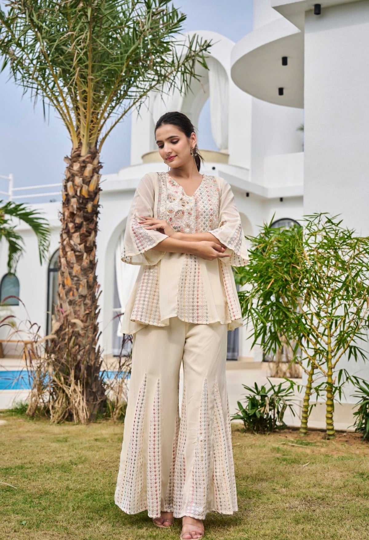 Vanilla blossom peplum co-ord set