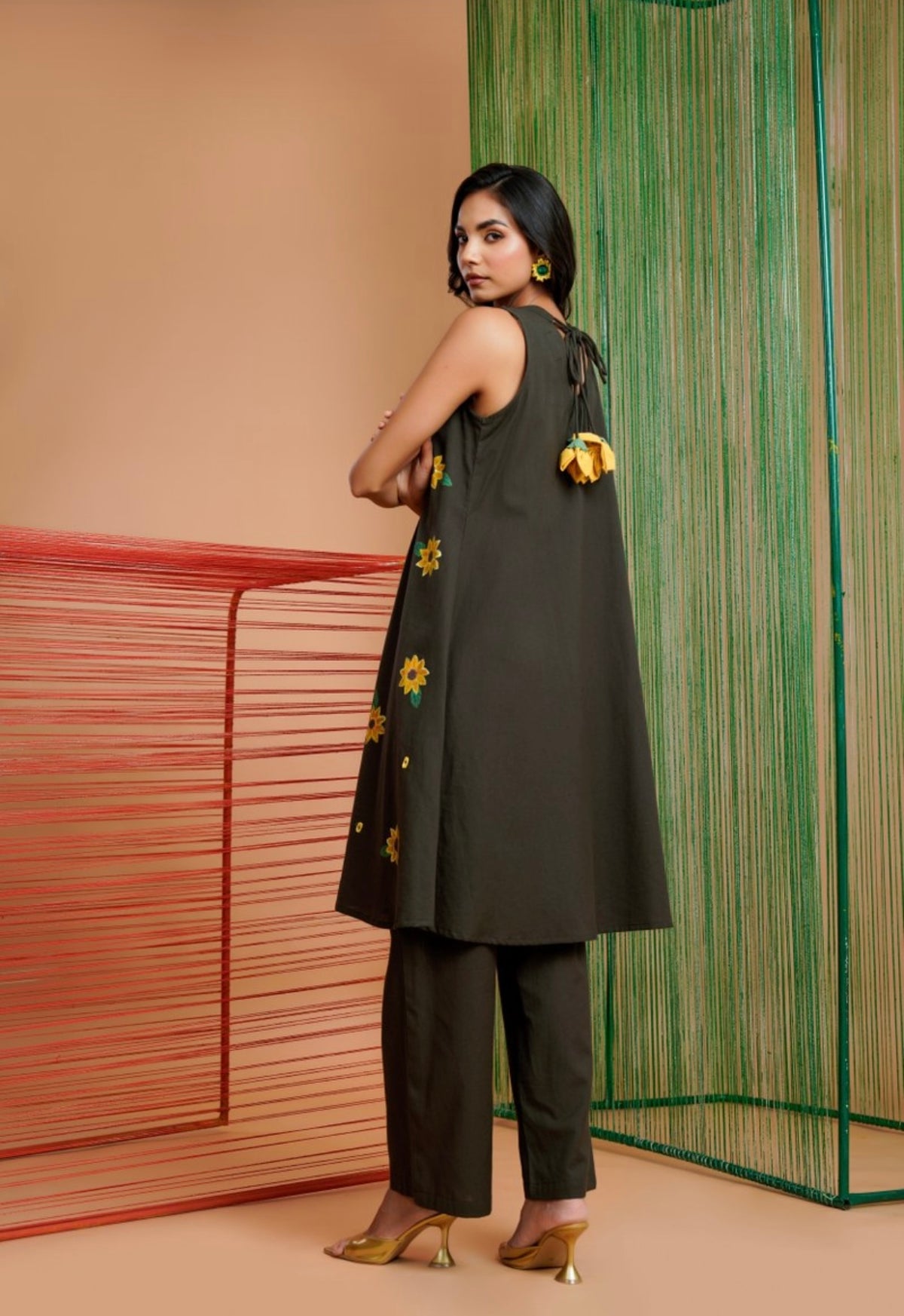 Midnight sunflower bloom kurta set