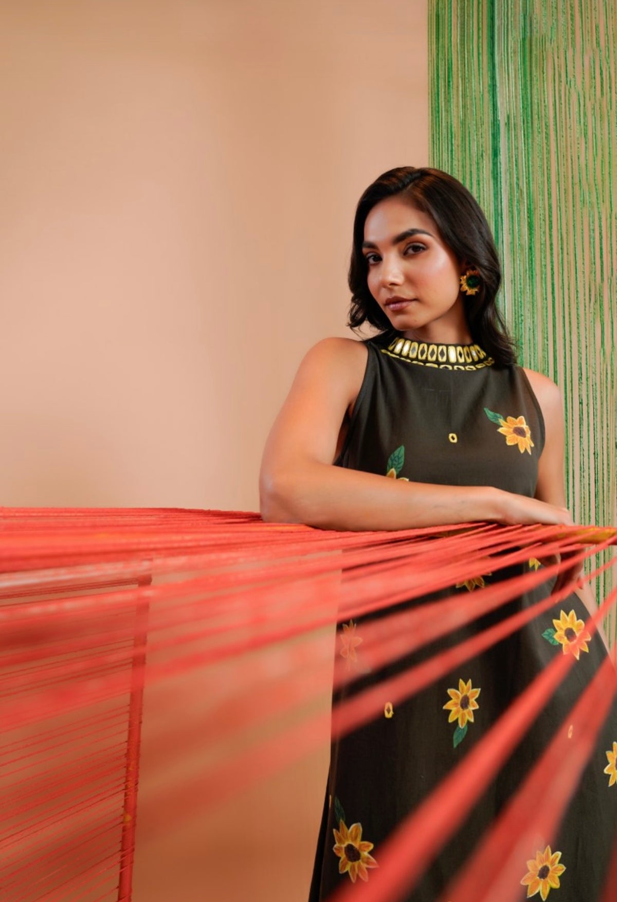 Midnight sunflower bloom kurta set