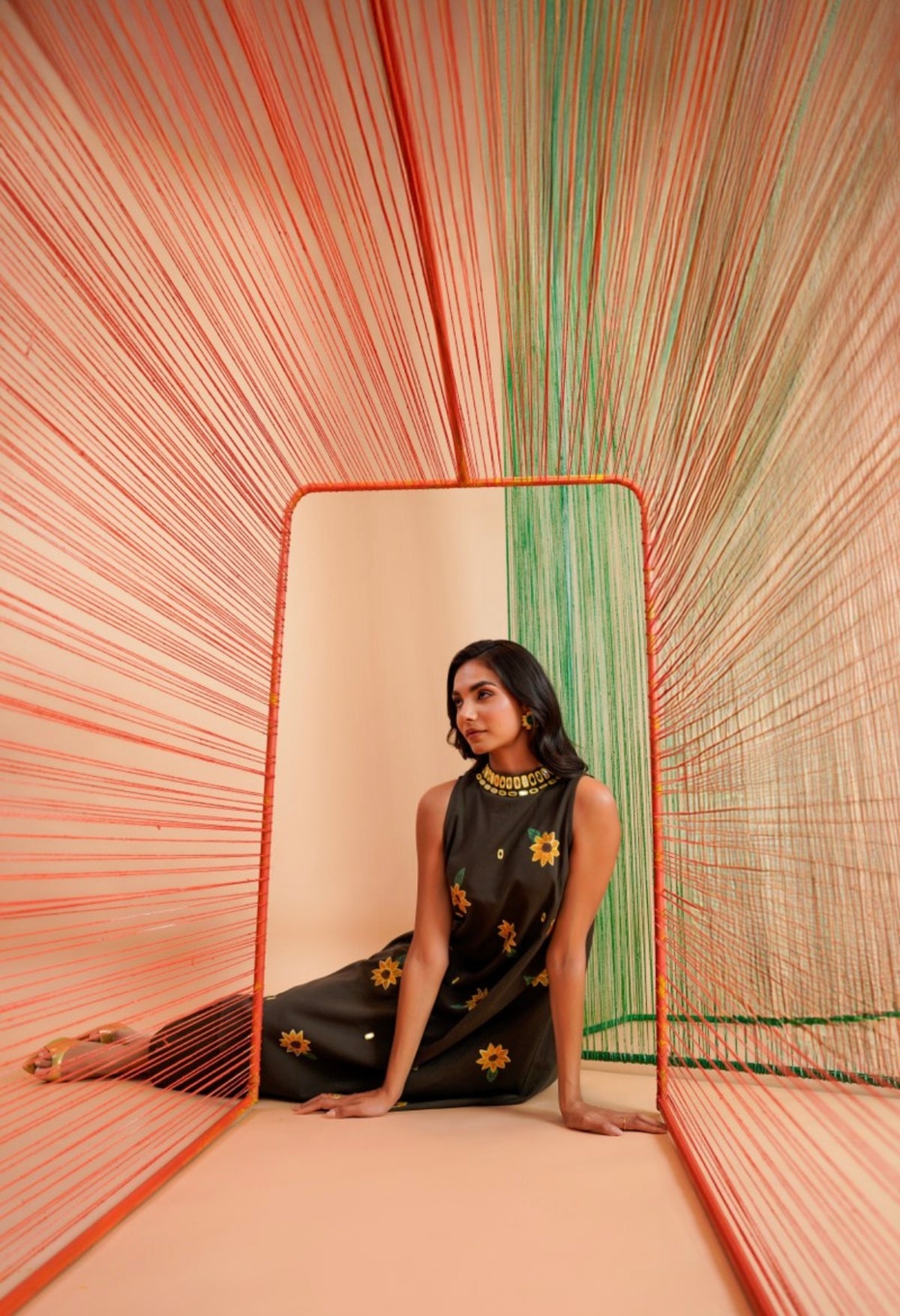 Midnight sunflower bloom kurta set
