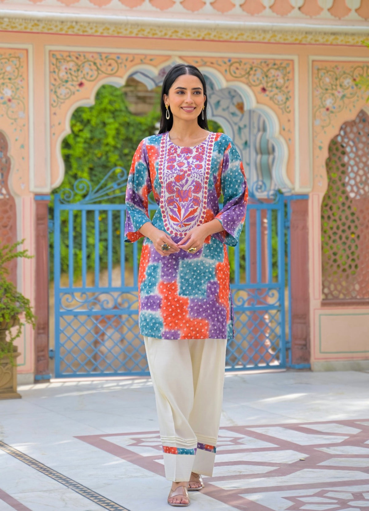 Fiesta bandhani artisanal farshi set