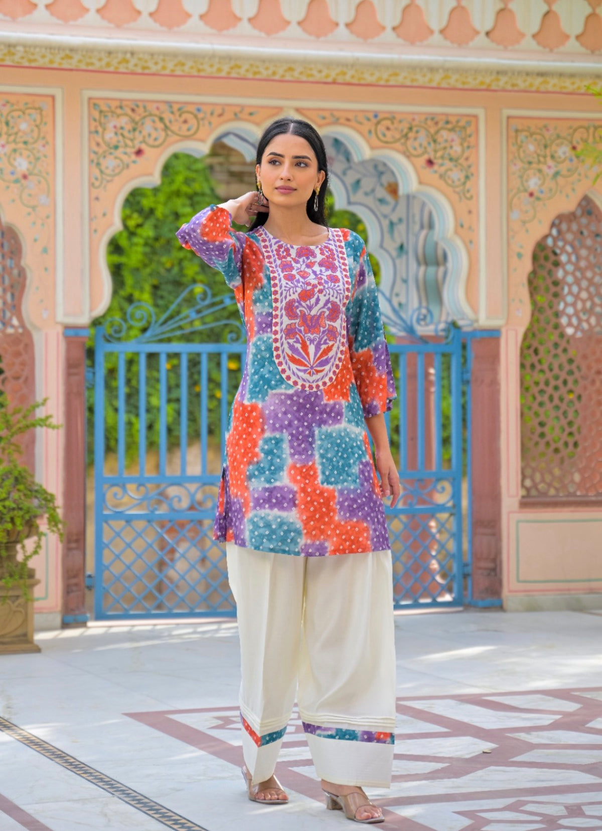 Fiesta bandhani artisanal farshi set