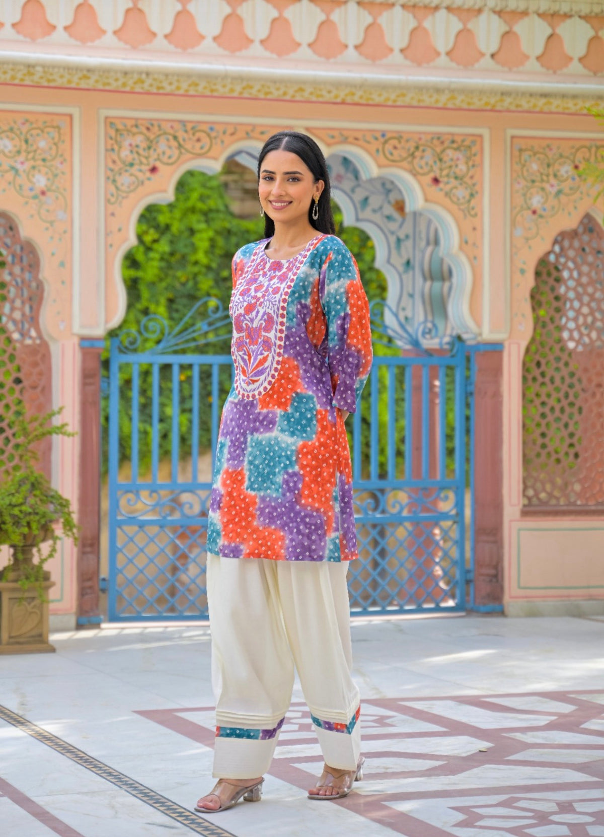 Fiesta bandhani artisanal farshi set