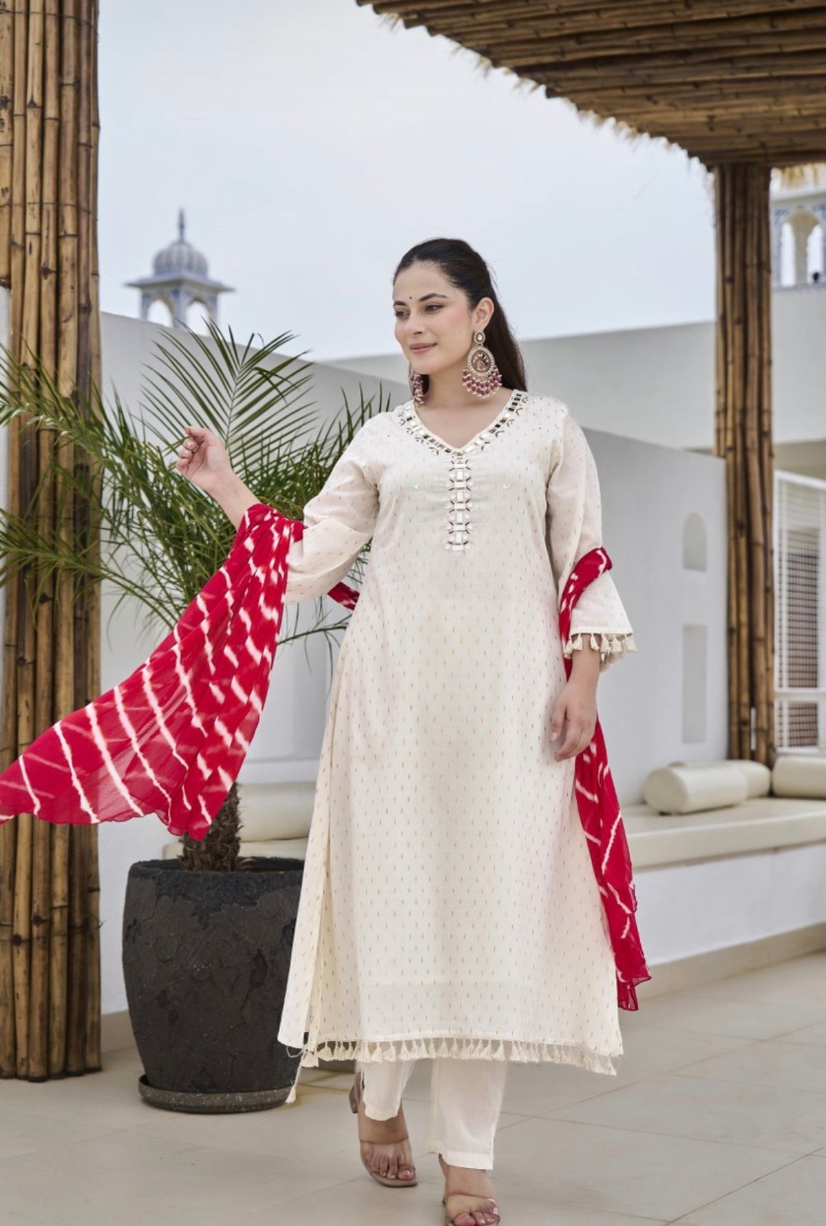 Crimson pink bloom kurta set