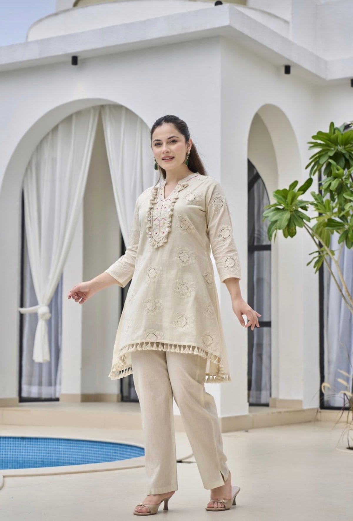 Breezy chic ivory elegance kurta set