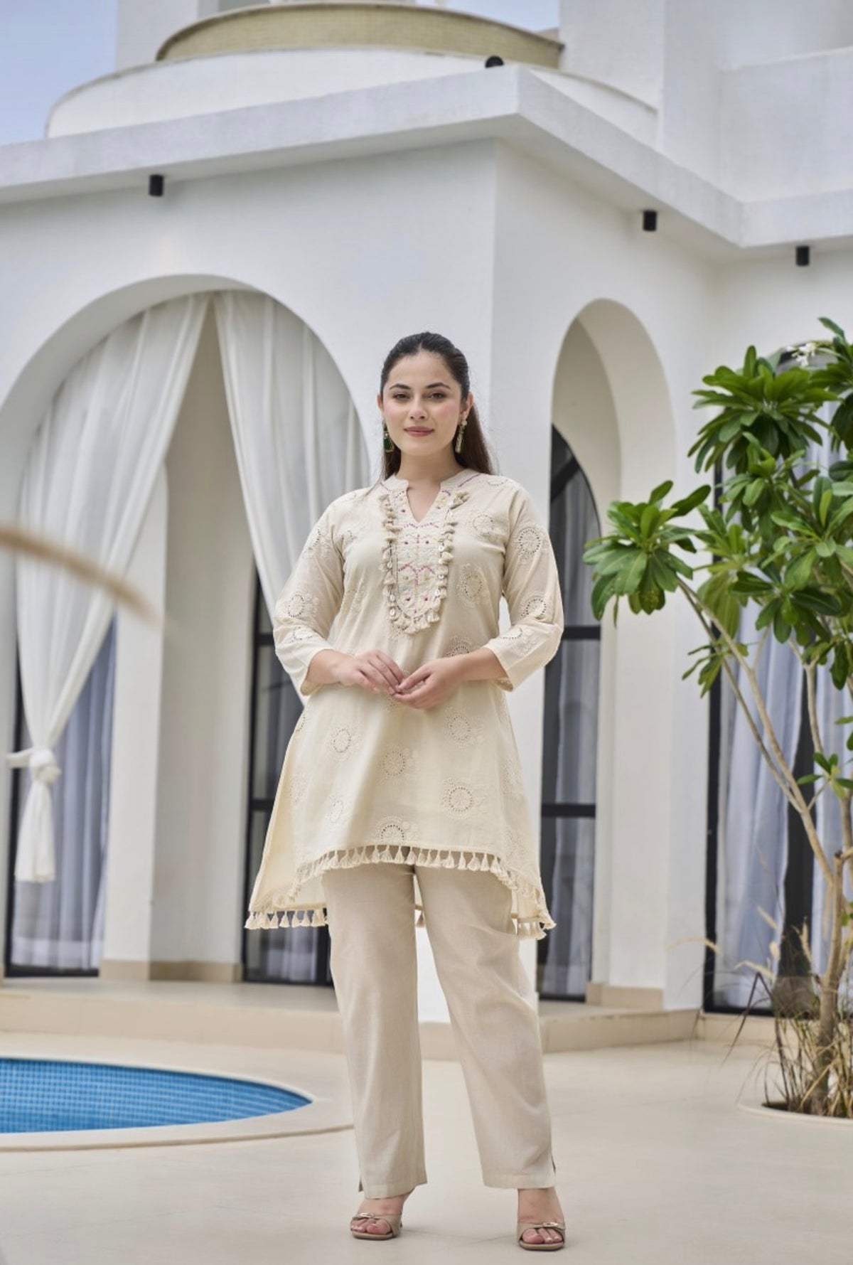 Breezy chic ivory elegance kurta set