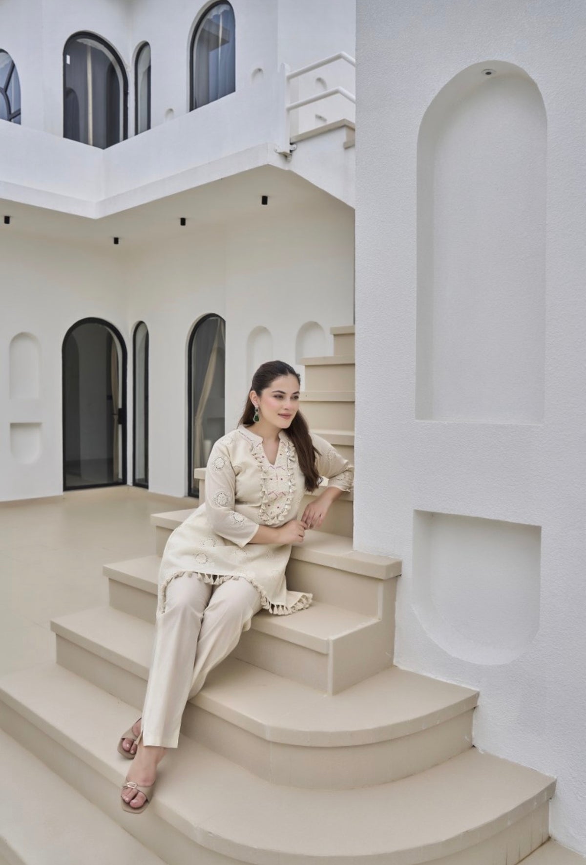 Breezy chic ivory elegance kurta set