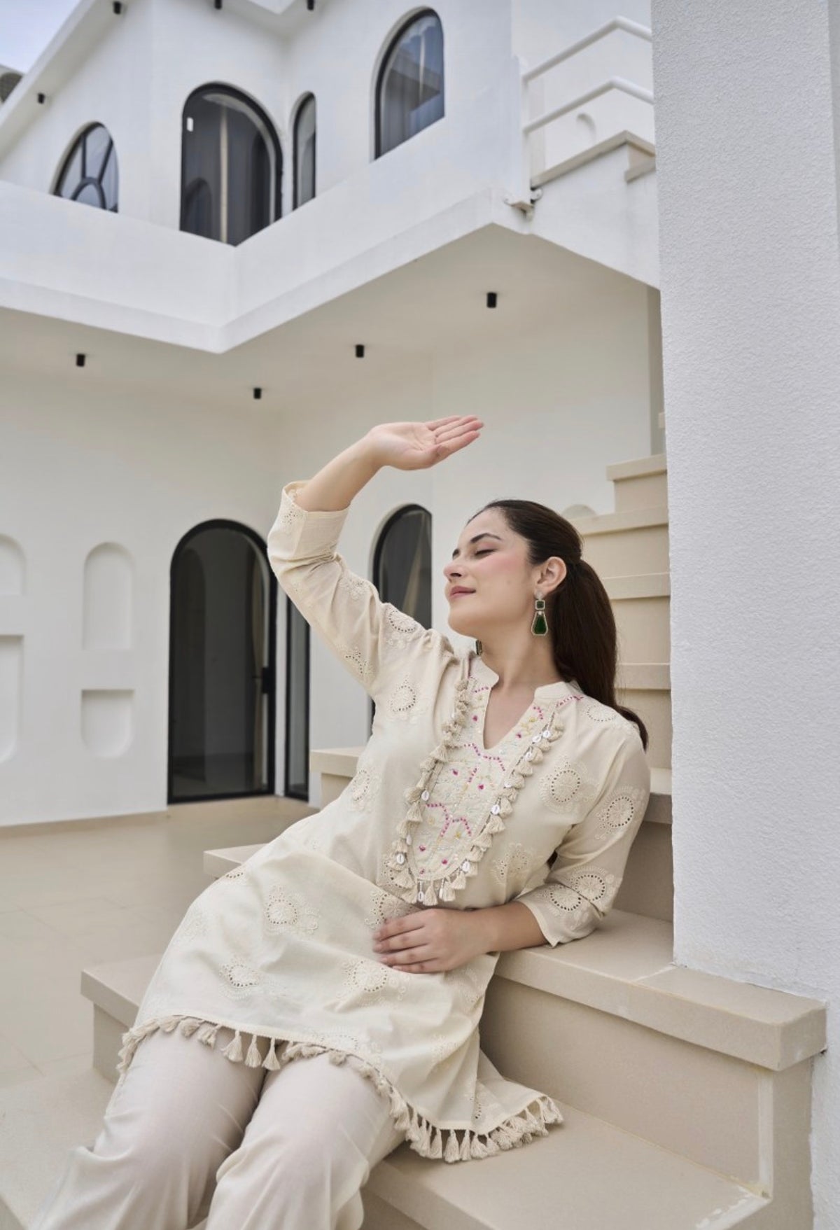 Breezy chic ivory elegance kurta set