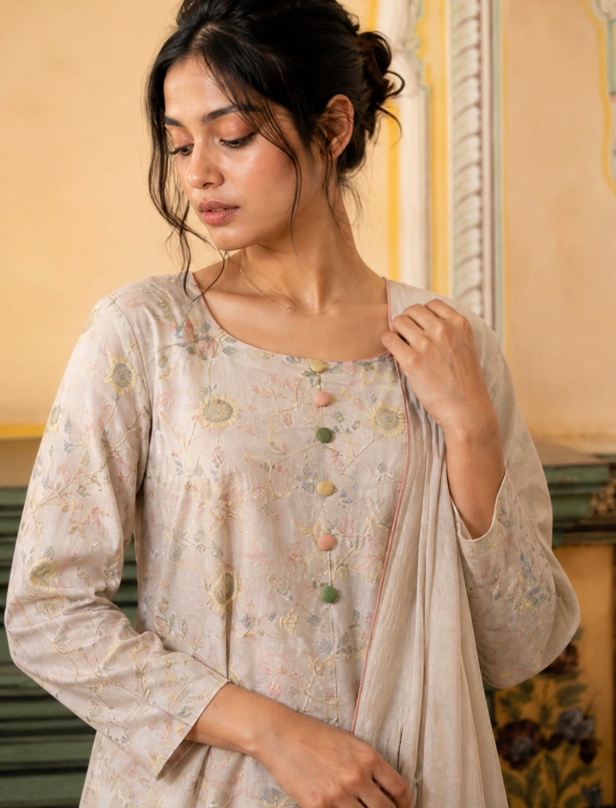 Pastel noor floral kurta set