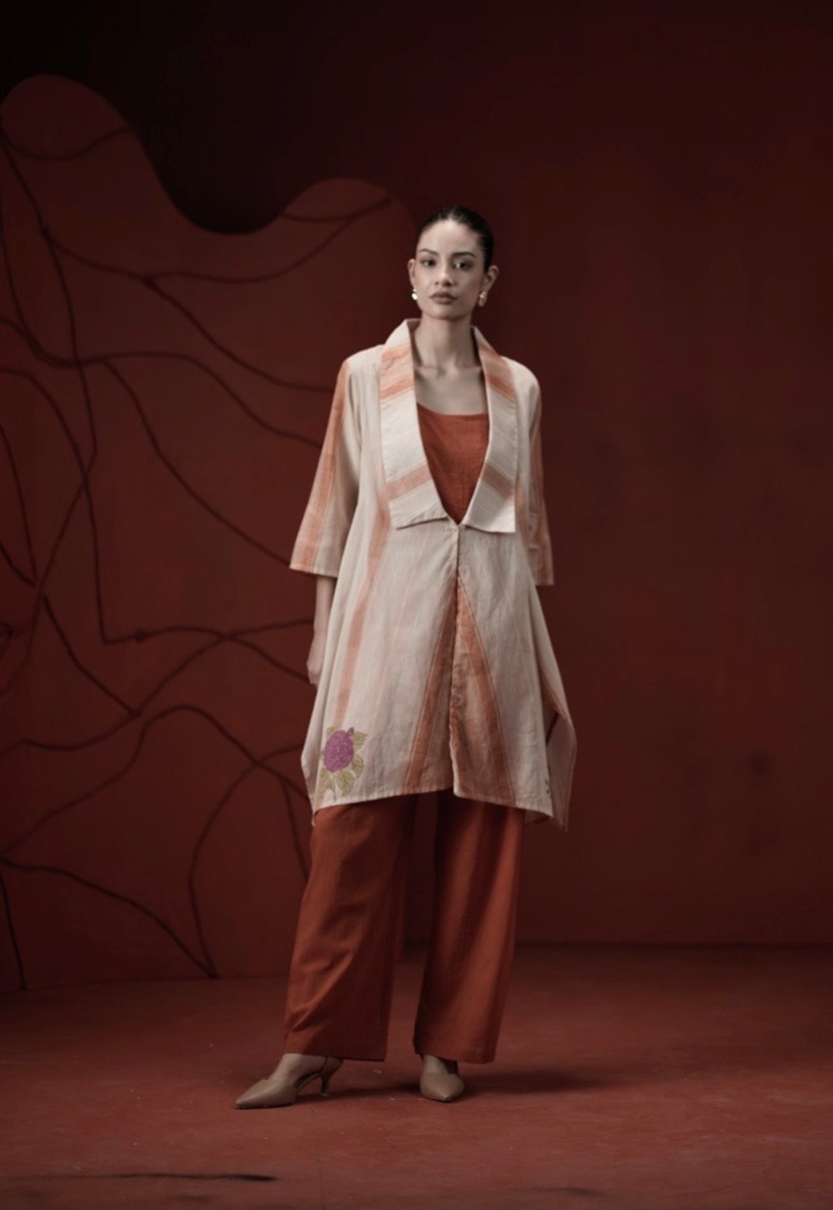 Terracotta noor overlay kurta set