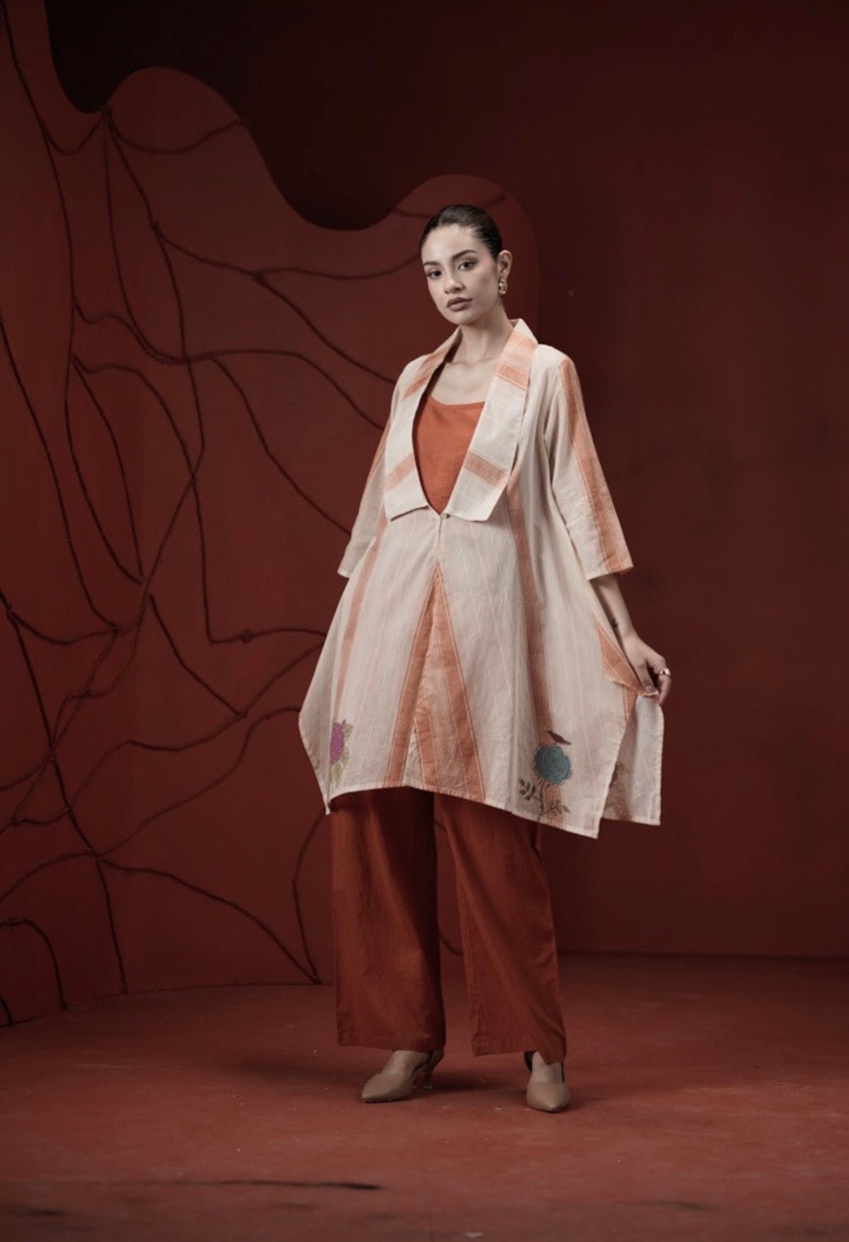 Terracotta noor overlay kurta set