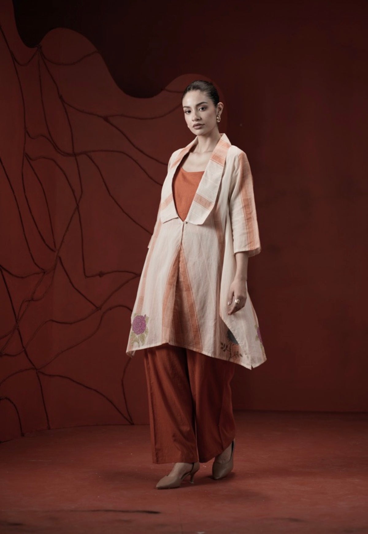 Terracotta noor overlay kurta set