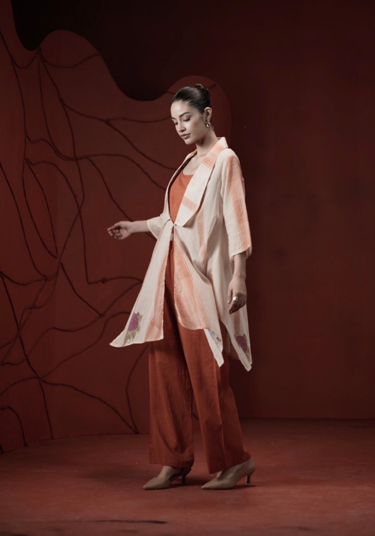 Terracotta noor overlay kurta set