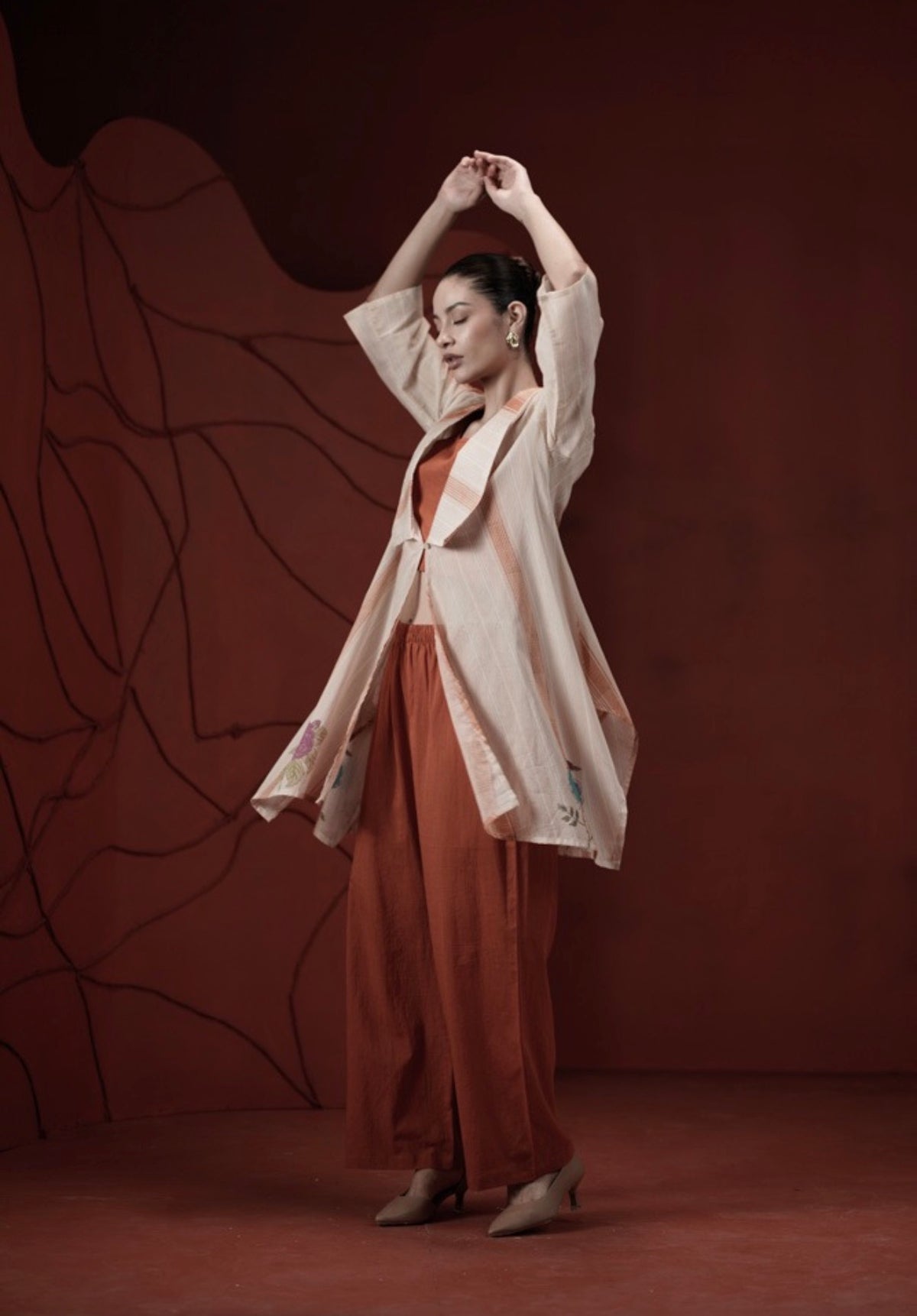 Terracotta noor overlay kurta set