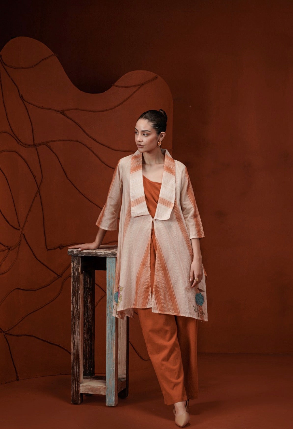 Terracotta noor overlay kurta set