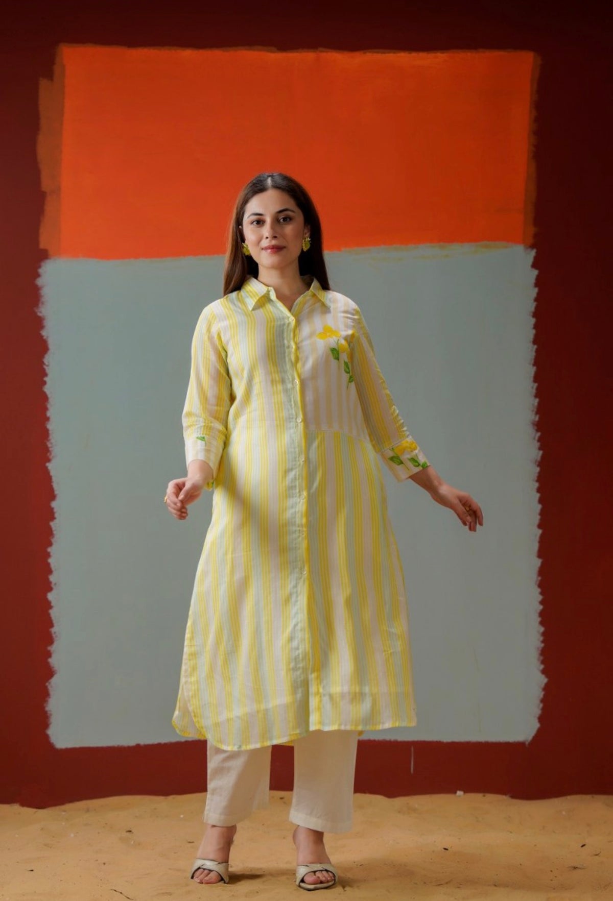 Citrus bloom stripe kurta set