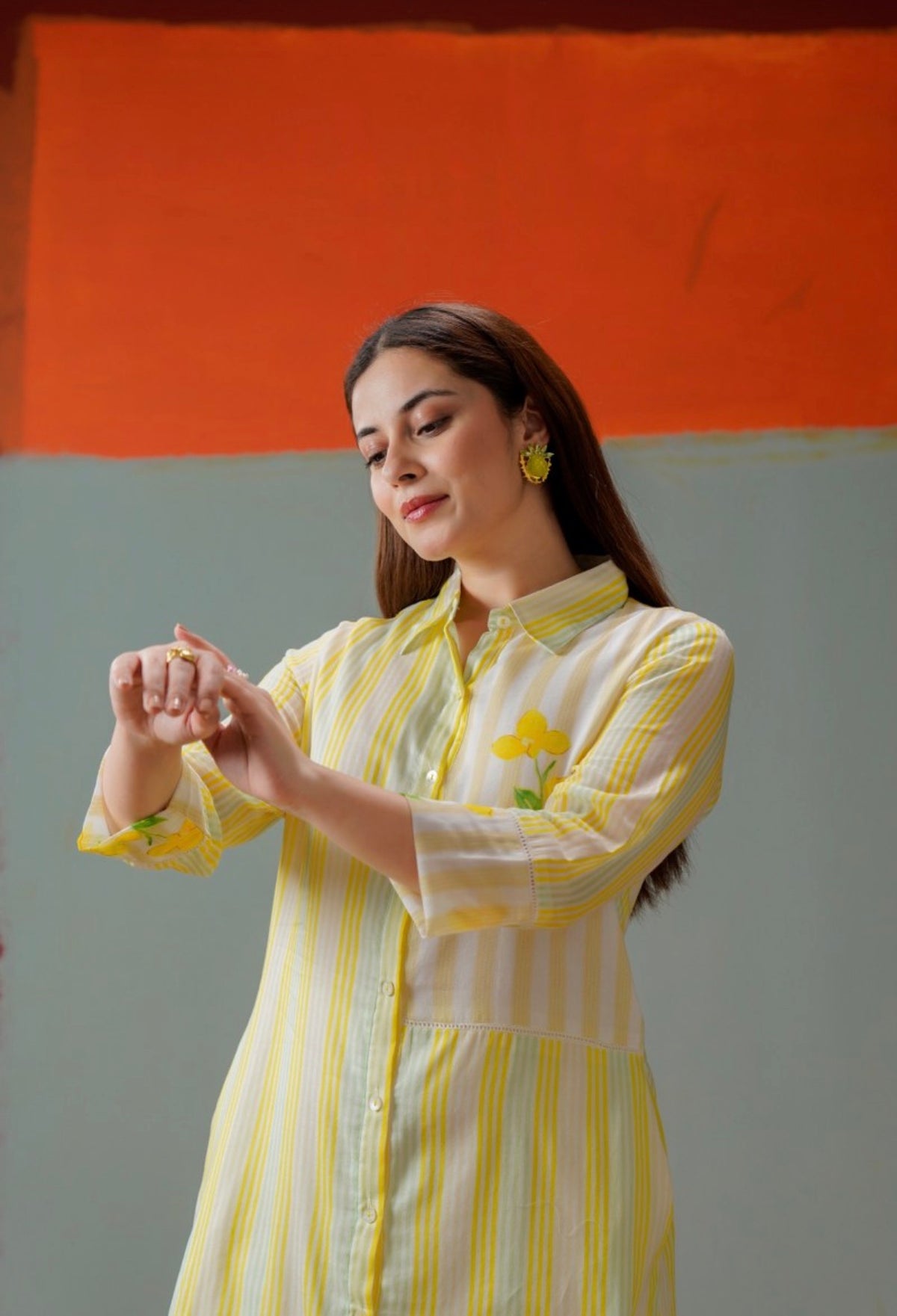 Citrus bloom stripe kurta set