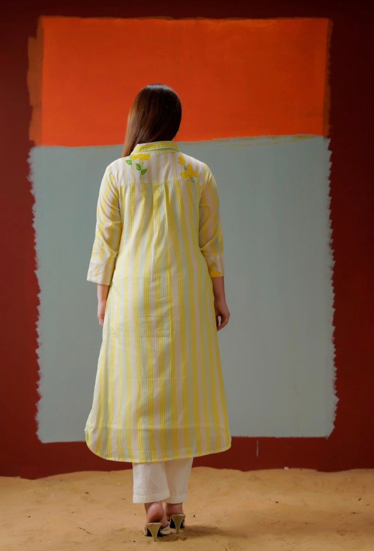 Citrus bloom stripe kurta set