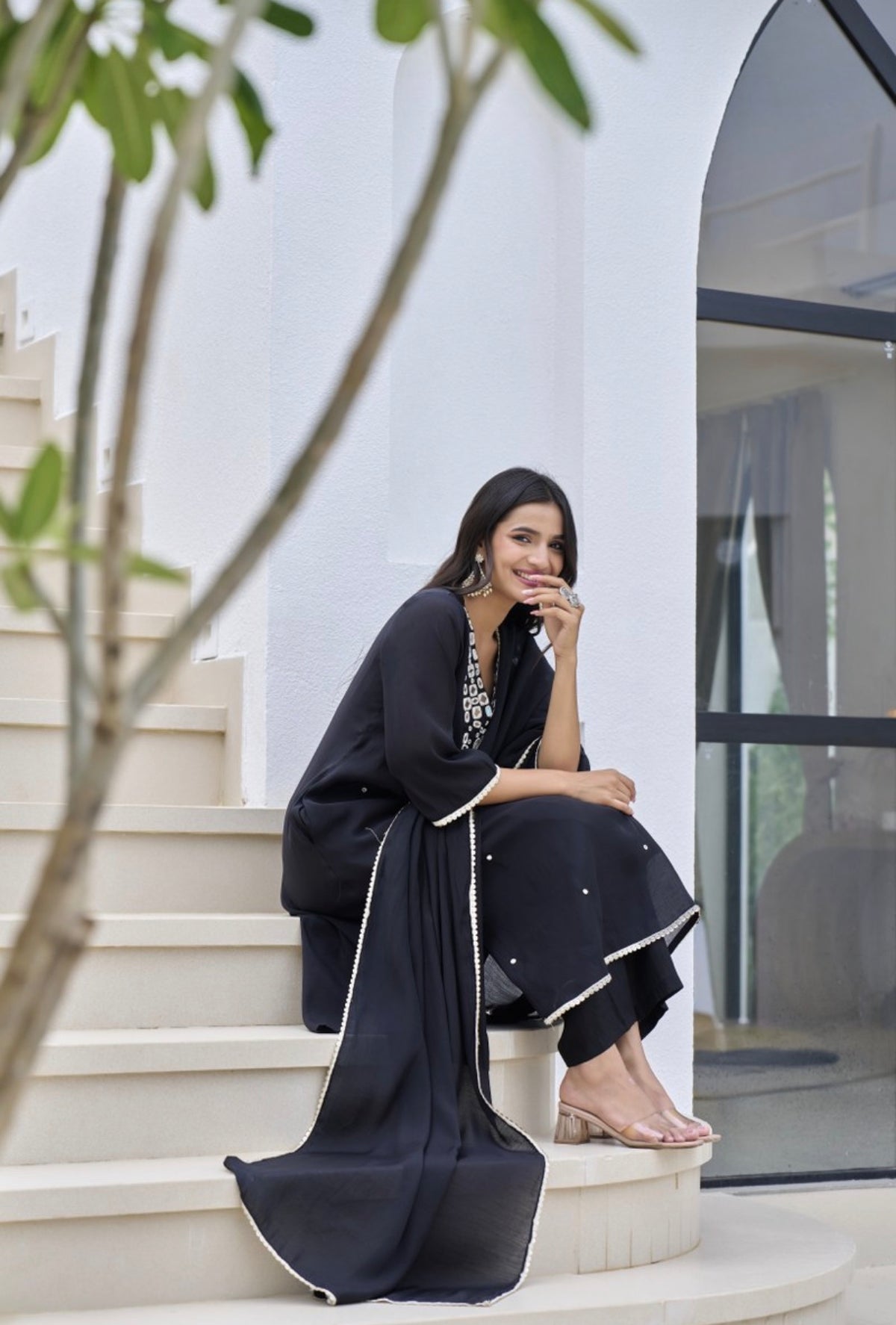 Ebony pearl embellished kurta set