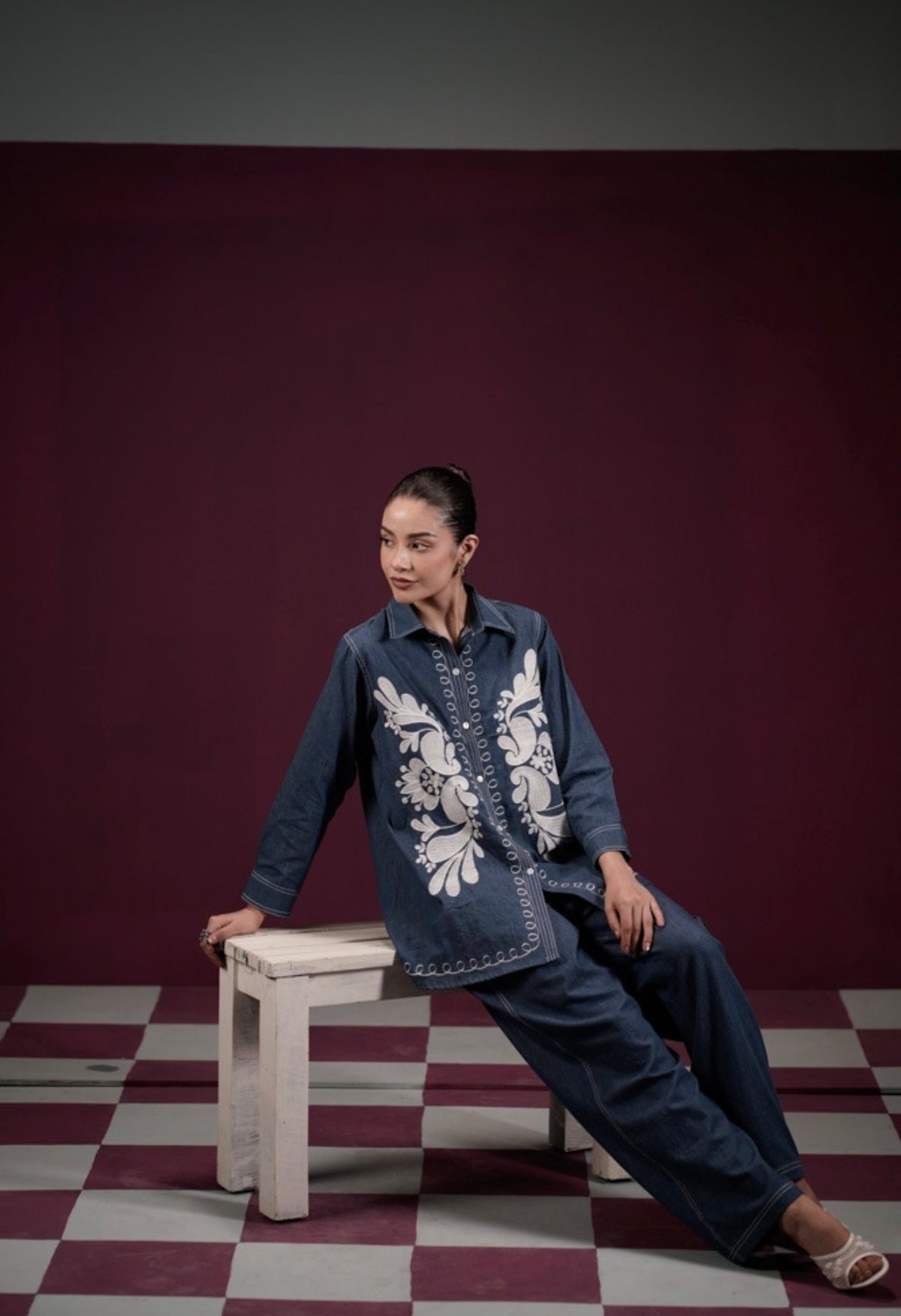 Chic denim applique co-ord set