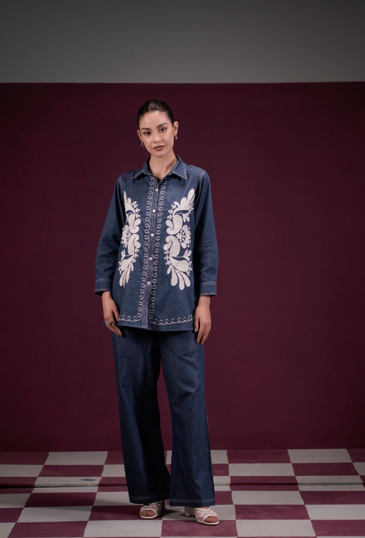 Chic denim applique co-ord set
