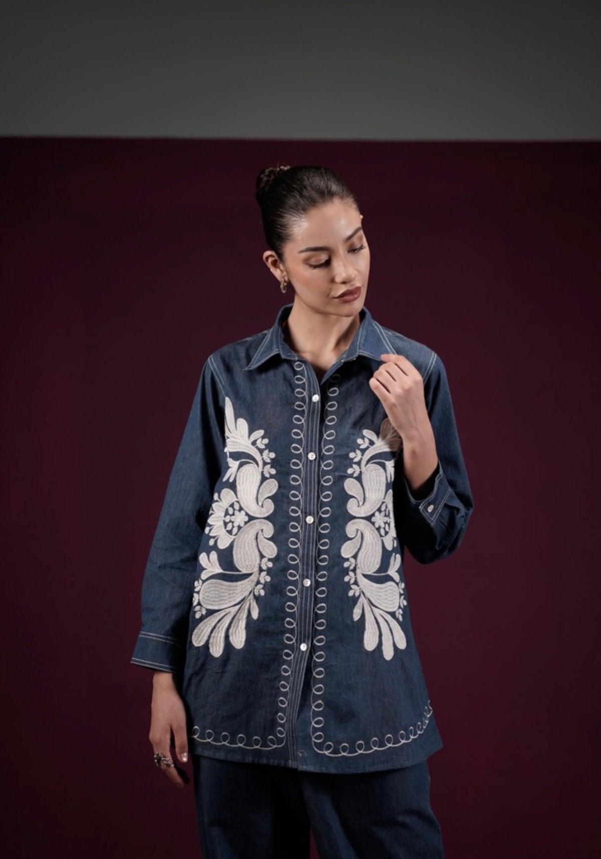 Chic denim applique co-ord set
