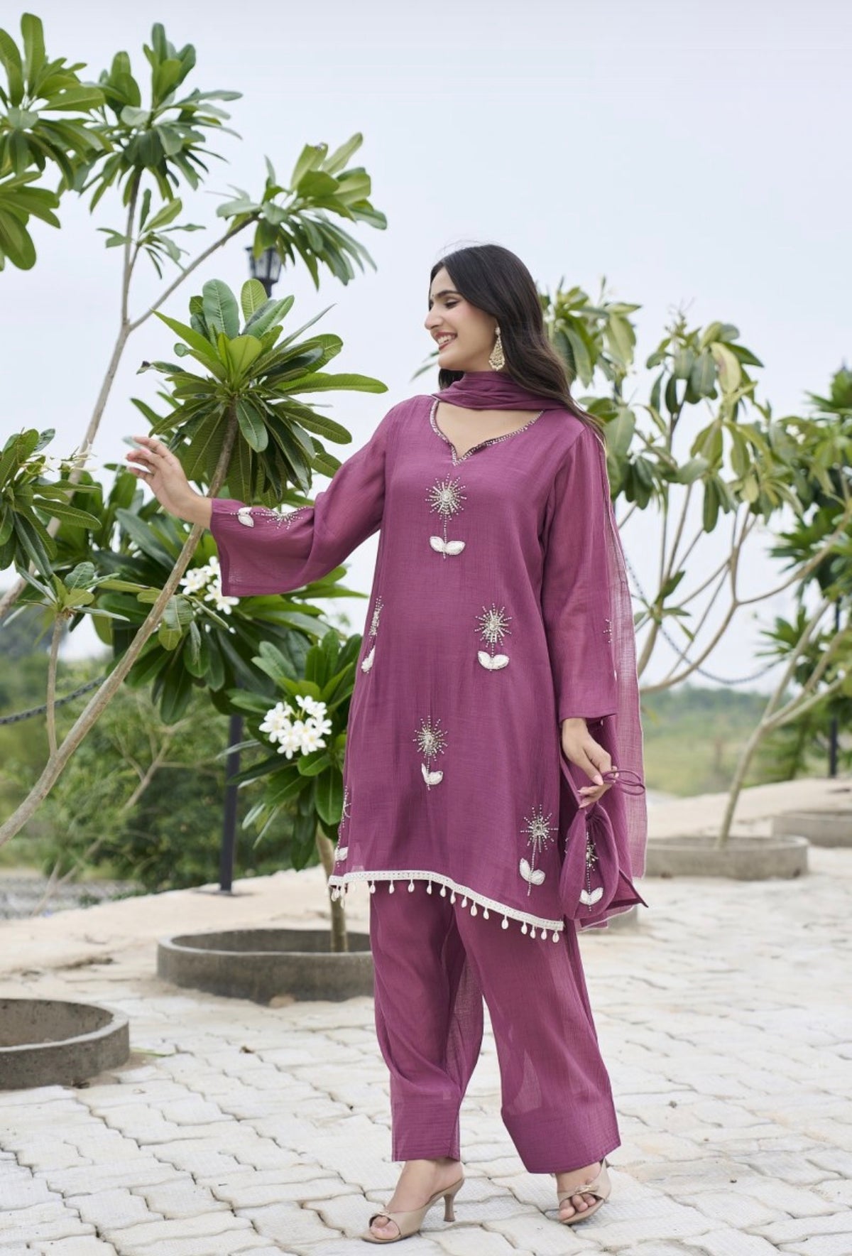 Mauve dandelion bloom suit set