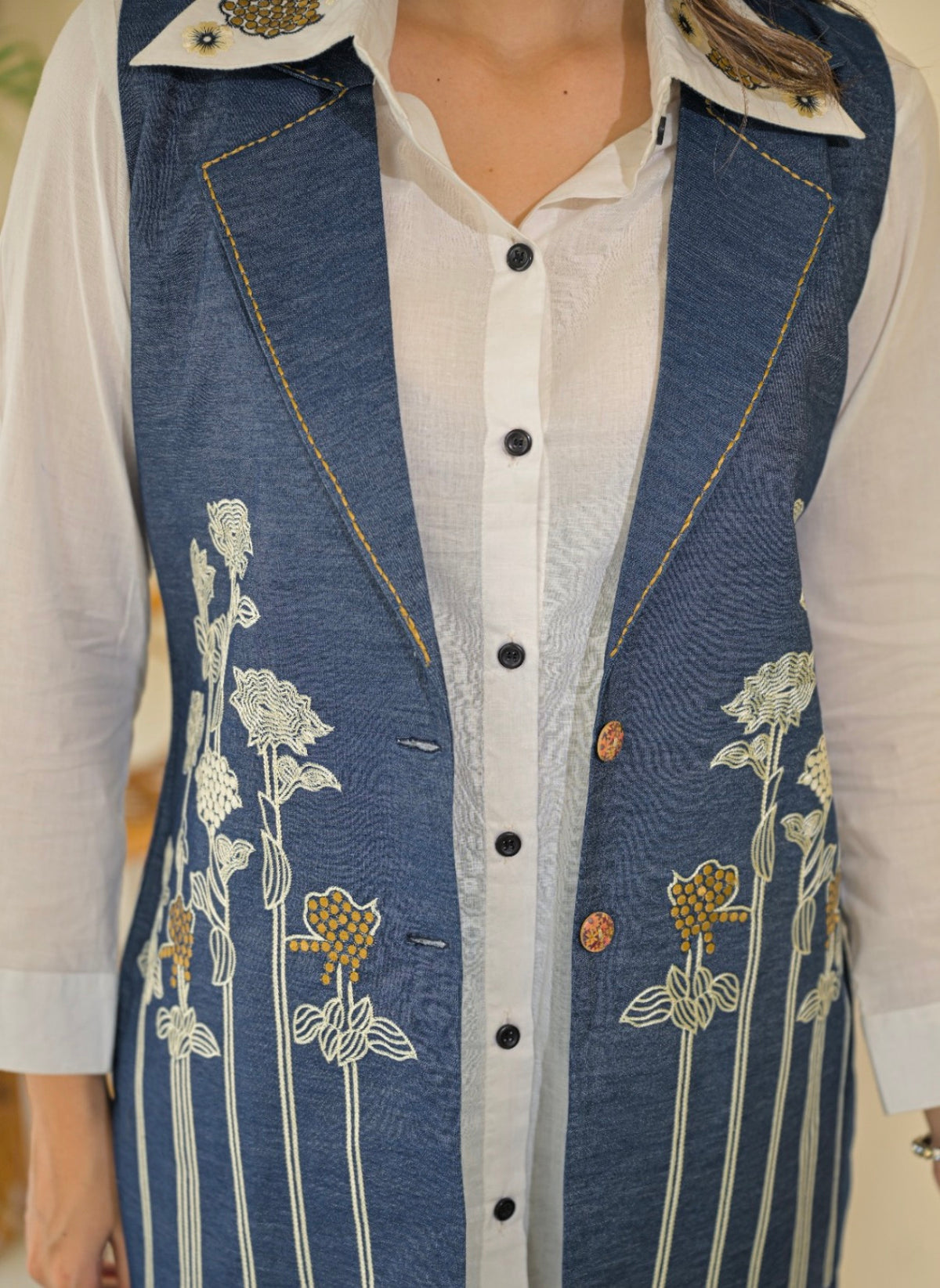 Indigo flora denim fusion co-ord set