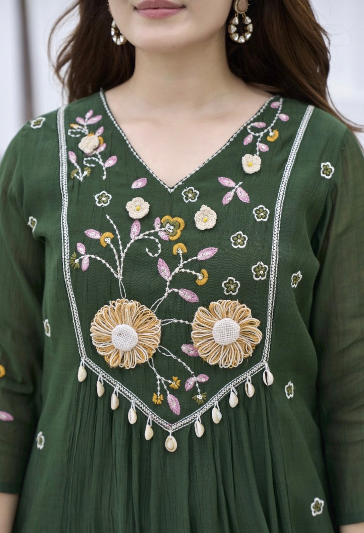 Emerald meadow embroidered suit set