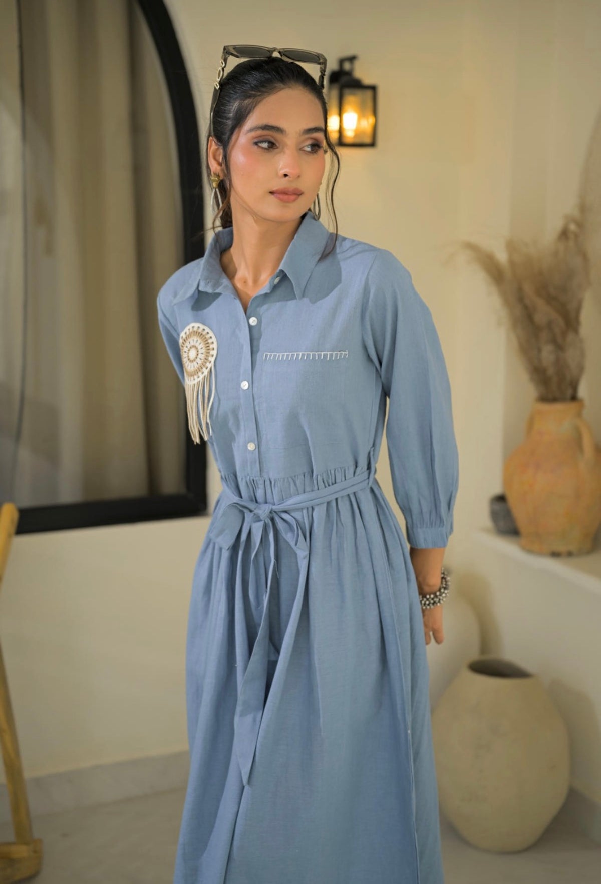Sky horizon tasseled dress