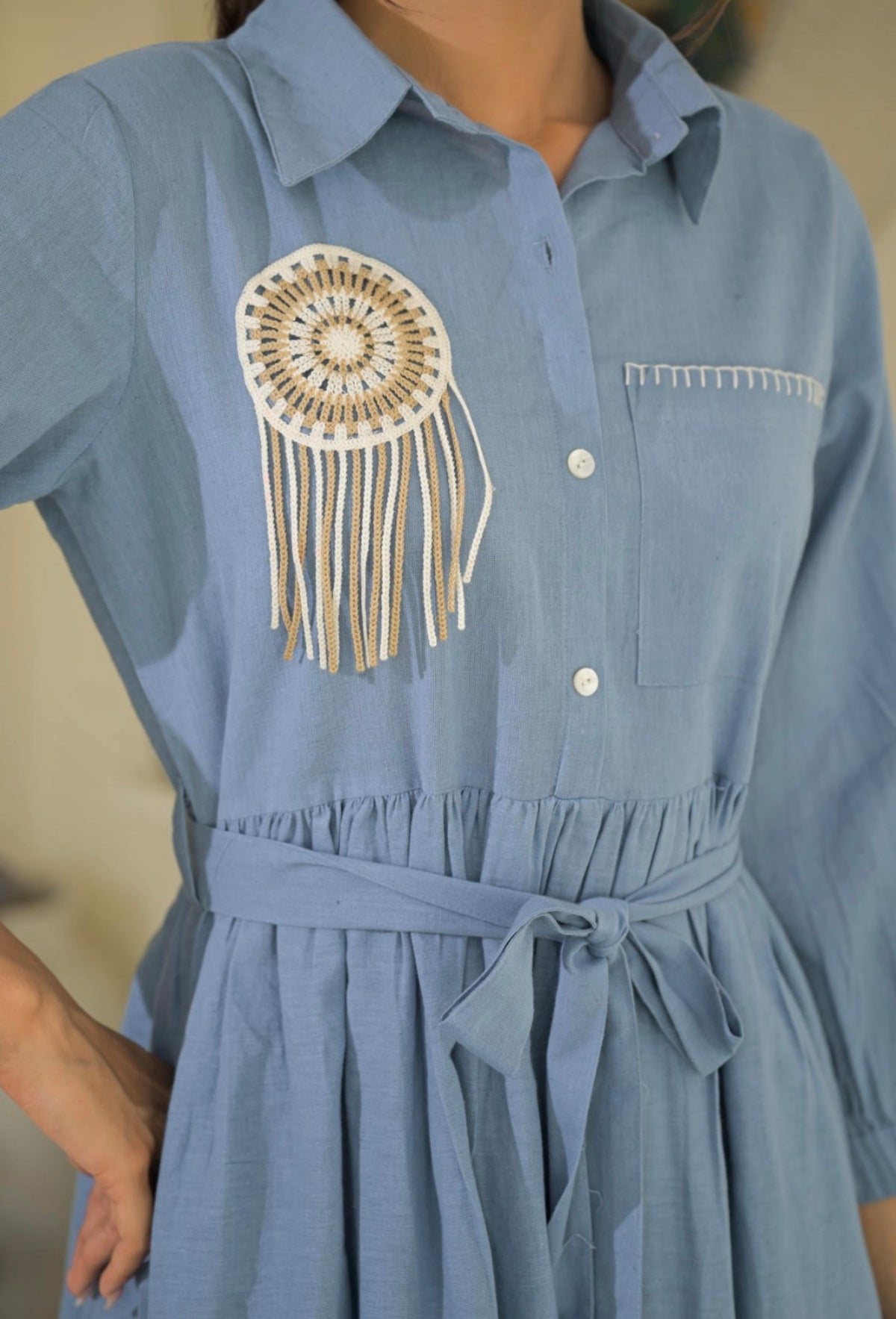 Sky horizon tasseled dress
