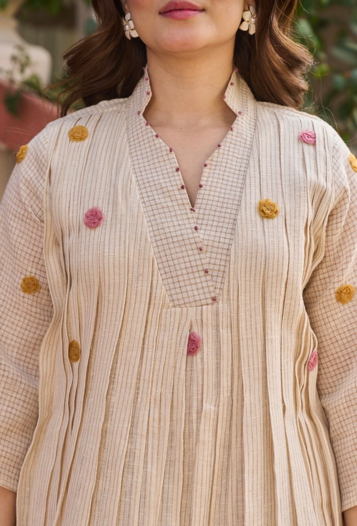 Beige whisper flair kurta set