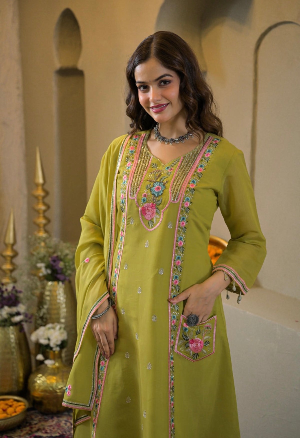 Spring lime grace suit set