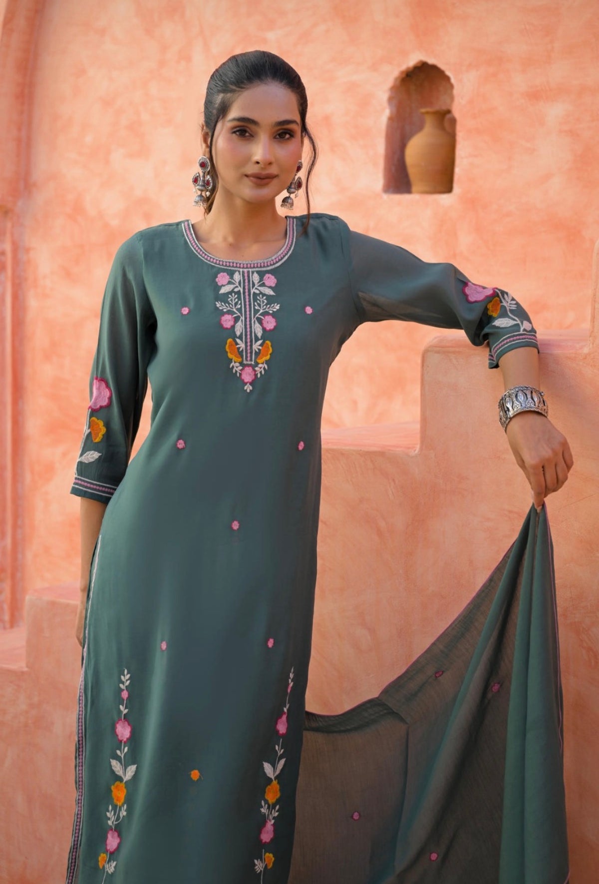 Deep pine bloom suit set