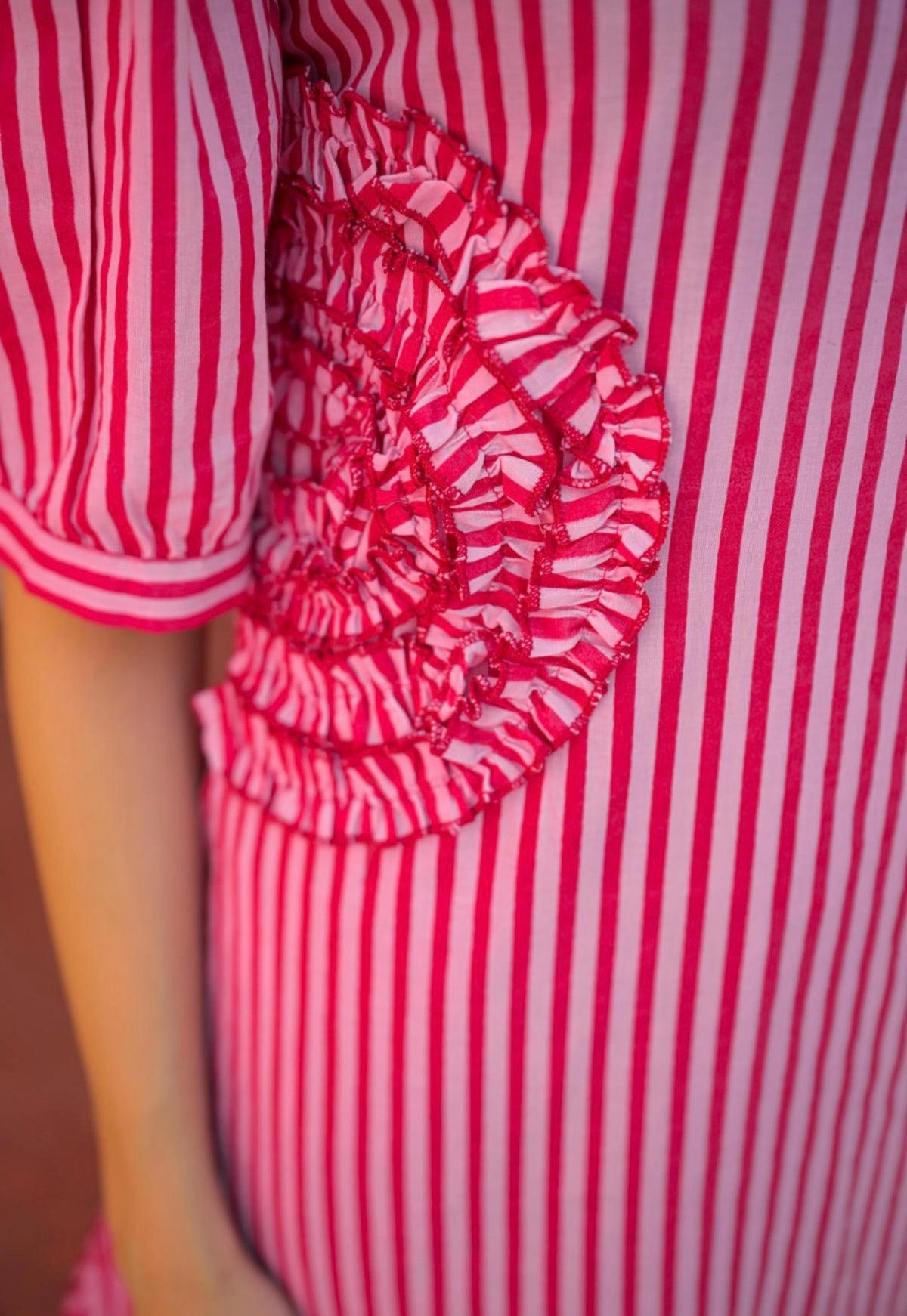 Fuchsia bloom blush stripe kurta set